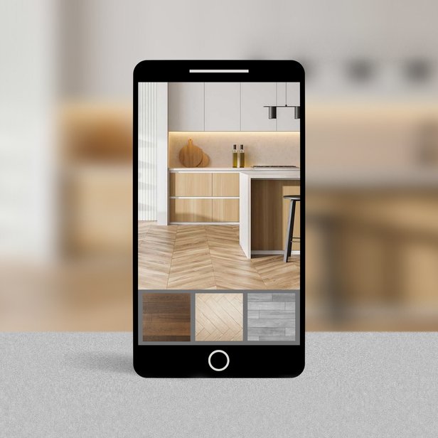 A phone is taking pictures from Farrior's Flooring in Wallace, NC